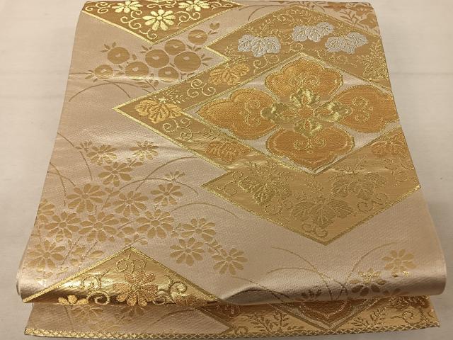 平和屋着物◎六通柄袋帯　松皮菱花文　金銀糸　正絹　逸品　AAAZ6399mw
