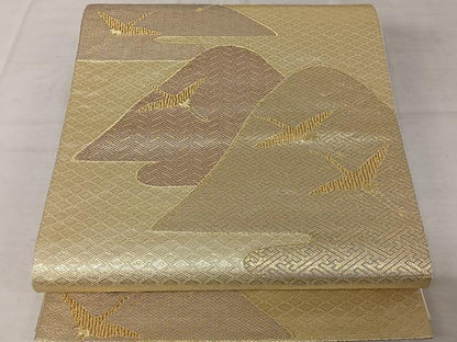 平和屋着物◎六通柄袋帯 飛鶴文 金糸 正絹 逸品 AAAZ6433mw