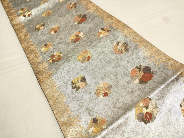 平和屋着物▼六通柄袋帯　草花丸文　金銀糸　正絹　逸品　AAAZ6497wj