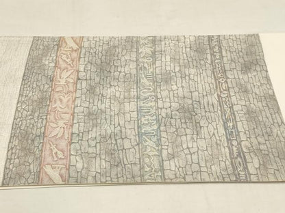 平和屋着物▼六通柄袋帯　石畳壁画文　銀糸　正絹　逸品　AAAZ6505wj