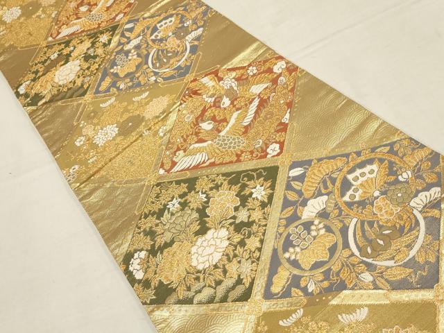 平和屋着物▼六通柄袋帯　寿宝錦　松竹梅　鳳凰天井花文　金糸　正絹　逸品　AAAZ6518wj