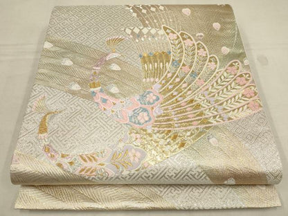 平和屋着物▼六通柄袋帯　唐織　鳳凰花文　金銀糸　正絹　逸品　AAAZ6717wj