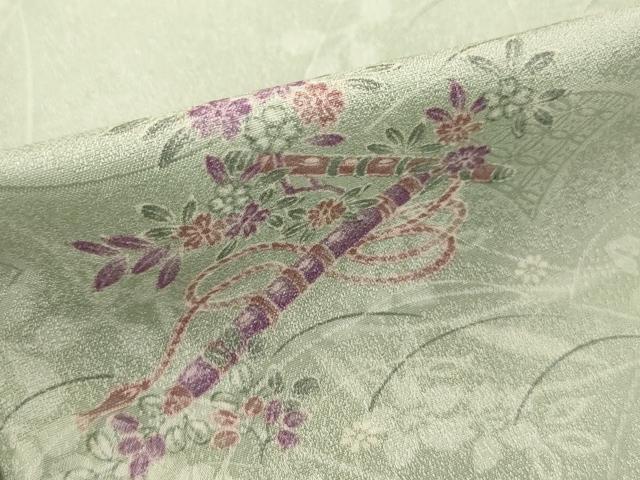 平和屋着物■小紋　草花楽器文　笛　洗える着物　AAAZ6735ru