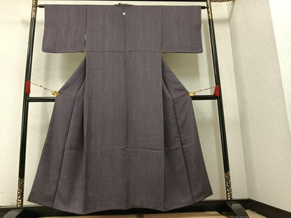 平和屋着物●上質な色無地 草木地紋 葡萄鼠色 正絹 逸品 AAAZ6806ph