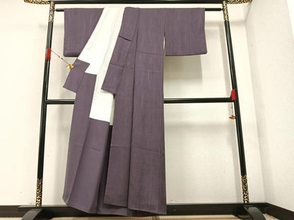 平和屋着物●上質な色無地 草木地紋 葡萄鼠色 正絹 逸品 AAAZ6806ph