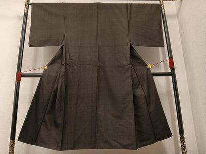 平和屋着物●男性　紬　アンサンブル　赤墨色　正絹　逸品　AAAZ6839ph