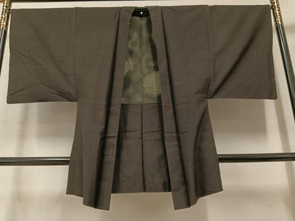 平和屋着物●男性　紬　アンサンブル　赤墨色　正絹　逸品　AAAZ6839ph