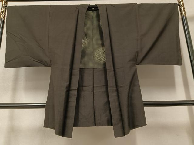 平和屋着物●男性　紬　アンサンブル　赤墨色　正絹　逸品　AAAZ6839ph