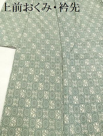 平和屋着物●上質な小紋 型染め 市松菊七宝文 正絹 逸品 AAAZ6845ph