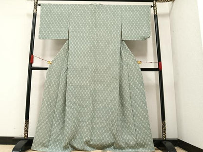 平和屋着物●上質な小紋 型染め 市松菊七宝文 正絹 逸品 AAAZ6845ph
