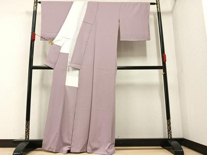 平和屋着物●上質な色無地 本草木茜染 梅鼠色 正絹 逸品 未使用 AAAZ6849ph