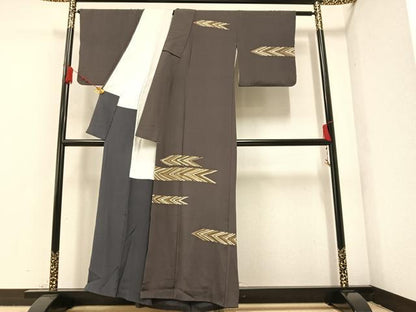 平和屋着物●訪問着 駒刺繍 幾何学文様 金彩 正絹 逸品 AAAZ6851ph