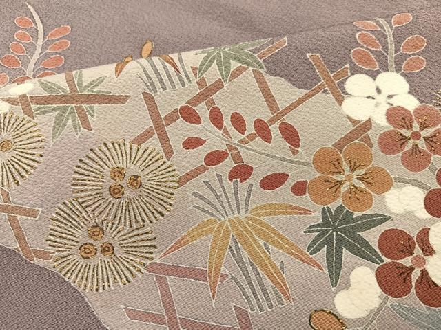 平和屋着物●訪問着 友禅 作家物 松竹梅 金彩 正絹 逸品 AAAZ6853ph
