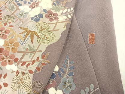 平和屋着物●訪問着 友禅 作家物 松竹梅 金彩 正絹 逸品 AAAZ6853ph