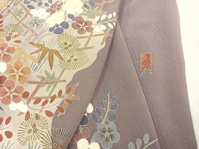 平和屋着物●訪問着 友禅 作家物 松竹梅 金彩 正絹 逸品 AAAZ6853ph