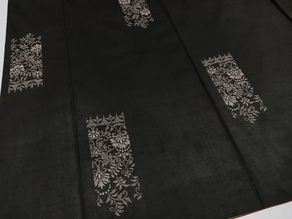 平和屋着物●たけがわ織物　竹千雅　本場大島紬　古代純泥染　カタス８マルキ　泥の舞　更紗　証紙付き　正絹　逸品　AAAZ6858ph