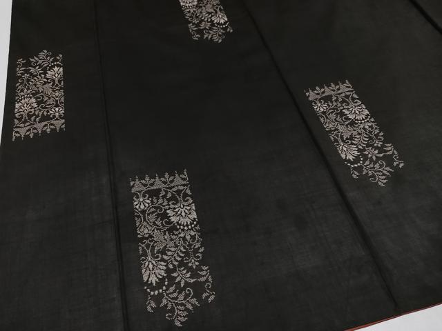 平和屋着物●たけがわ織物　竹千雅　本場大島紬　古代純泥染　カタス８マルキ　泥の舞　更紗　証紙付き　正絹　逸品　AAAZ6858ph