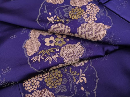 平和屋着物●セミアンティーク 小紋 草花文 正絹 逸品 未使用 AAAZ6874ph