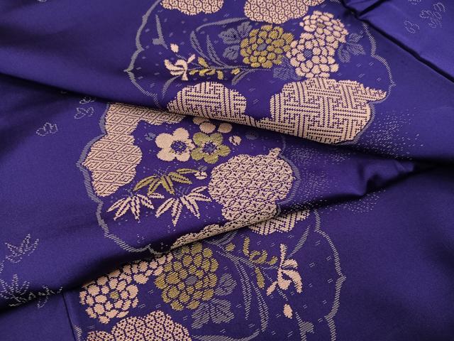 平和屋着物●セミアンティーク 小紋 草花文 正絹 逸品 未使用 AAAZ6874ph