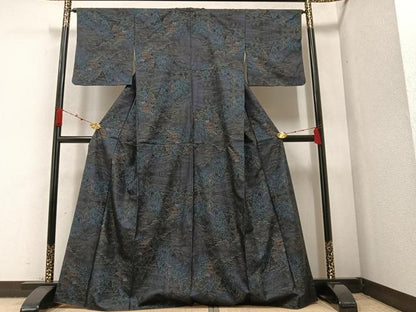平和屋着物●本場大島紬 カタス７マルキ 風景草木文 正絹 逸品 AAAZ6876ph