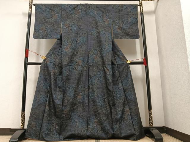 平和屋着物●本場大島紬 カタス７マルキ 風景草木文 正絹 逸品 AAAZ6876ph