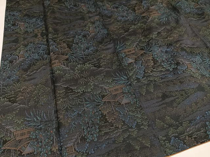 平和屋着物●本場大島紬 カタス７マルキ 風景草木文 正絹 逸品 AAAZ6876ph