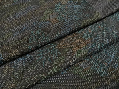 平和屋着物●本場大島紬 カタス７マルキ 風景草木文 正絹 逸品 AAAZ6876ph