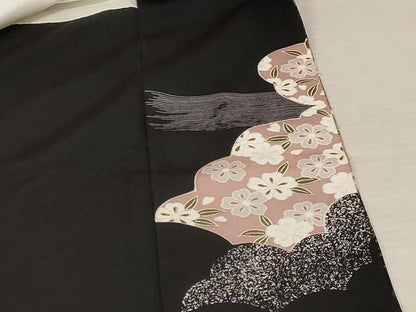 平和屋着物■豪華黒留袖　扇面花文　金彩　正絹　逸品　AAAZ6892st