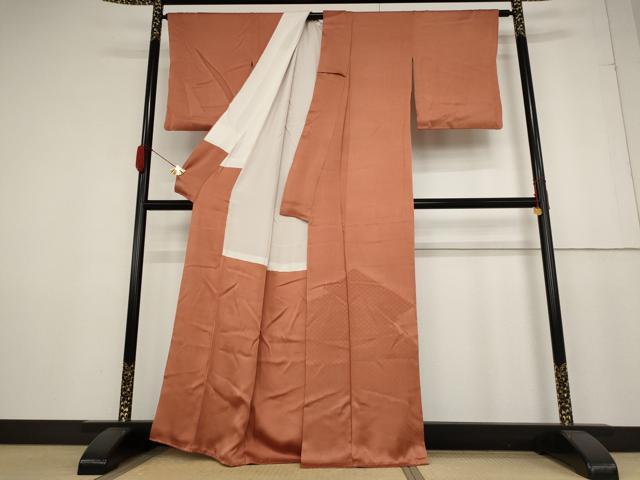 平和屋着物■豪華色留袖　花地紋　樺色　正絹　逸品　AAAZ6987st