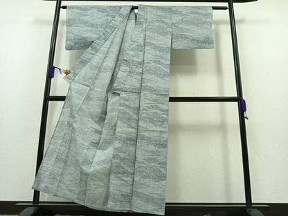 平和屋着物▽上質な紬 単衣 流水文 正絹 逸品 AAAZ7122jh