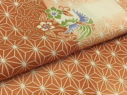 平和屋着物▽小紋 単衣 花鳥丸文 暈し染め 洗える着物 AAAZ7123jh