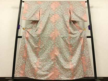 平和屋着物▽小紋 単衣 楓文 洗える着物 AAAZ7127jh
