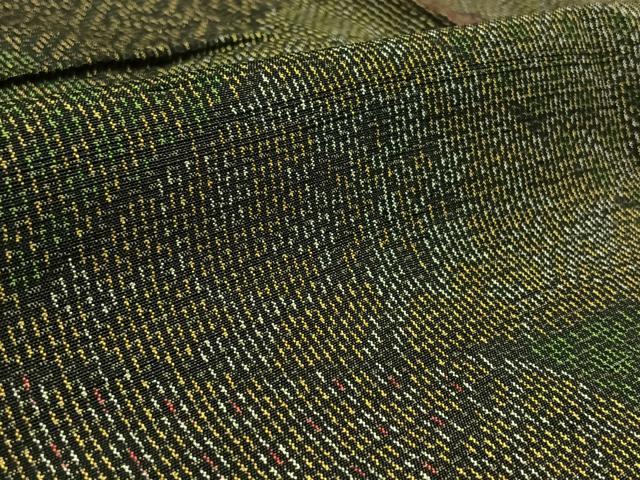 平和屋着物▽上質な紬 単衣 切嵌花文 正絹 逸品 AAAZ7134jh