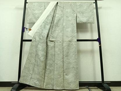 平和屋着物▽お召 単衣 雲取り吉祥花文 正絹 逸品 AAAZ7138jh