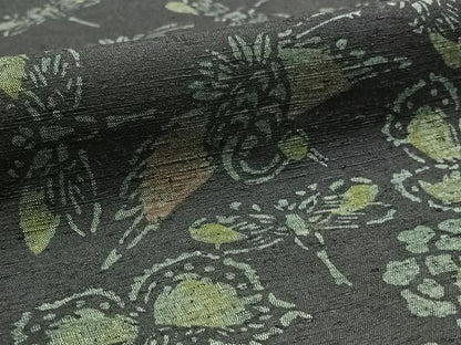 平和屋着物▽上質な紬 単衣 型染め 鶴 勝虫 正絹 逸品 AAAZ7144jh