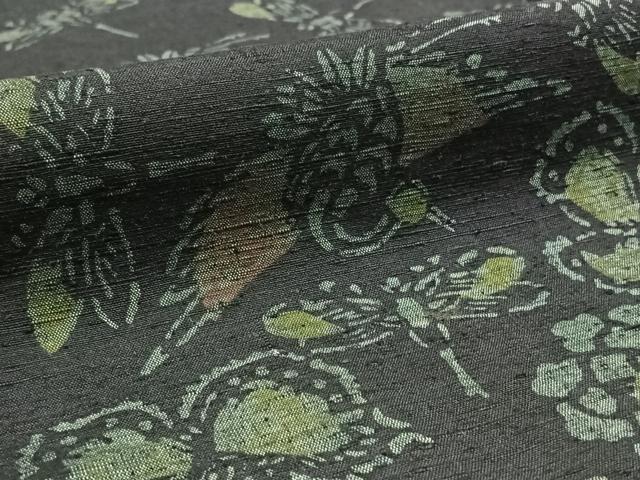 平和屋着物▽上質な紬 単衣 型染め 鶴 勝虫 正絹 逸品 AAAZ7144jh
