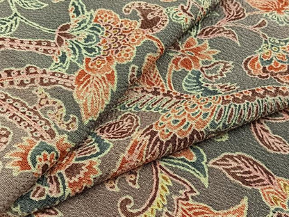 平和屋着物▽上質な小紋 単衣 更紗鳳凰花文 鬼しぼ縮緬 正絹 逸品 AAAZ7146jh