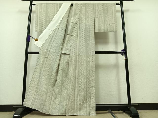 平和屋着物▽本塩沢 単衣 麻の葉間道 正絹 逸品 AAAZ7147jh