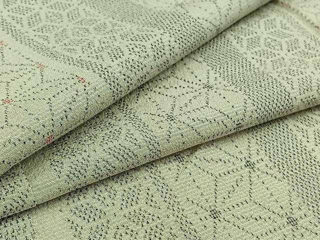 平和屋着物▽本塩沢 単衣 麻の葉間道 正絹 逸品 AAAZ7147jh