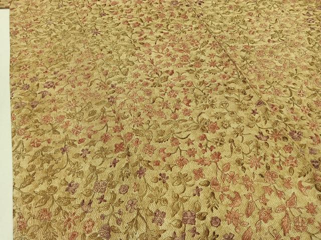 平和屋着物▽上質な小紋　単衣　草花文　正絹　逸品　AAAZ7148jh