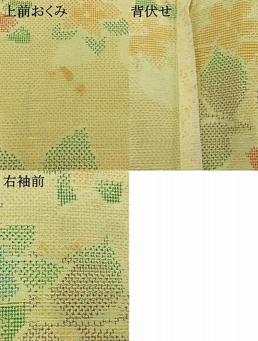 平和屋着物▽上質な紬 単衣 草花文 正絹 逸品 AAAZ7149jh
