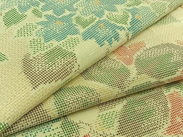 平和屋着物▽上質な紬 単衣 草花文 正絹 逸品 AAAZ7149jh