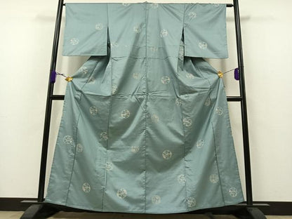 平和屋着物▽本場染大島紬　単衣　花丸文　正絹　逸品　AAAZ7152jh