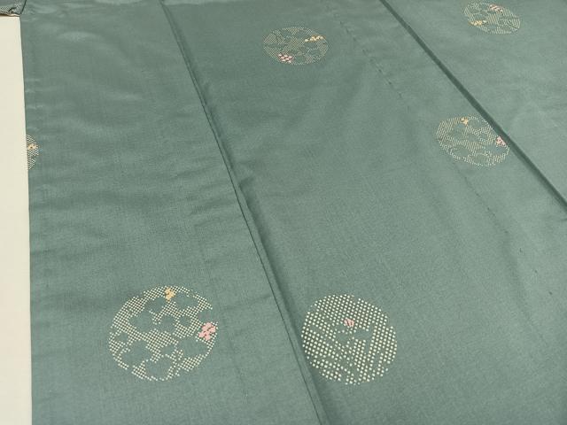 平和屋着物▽本場染大島紬　単衣　花丸文　正絹　逸品　AAAZ7152jh