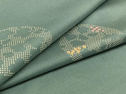 平和屋着物▽本場染大島紬　単衣　花丸文　正絹　逸品　AAAZ7152jh
