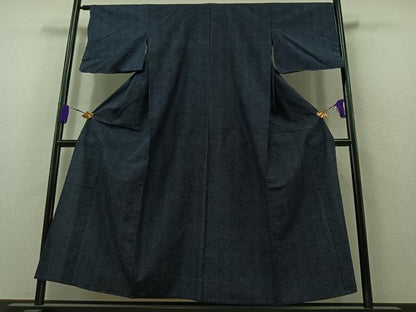 平和屋着物▽上質な紬 単衣 麻の葉文 正絹 逸品 AAAZ7153jh