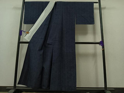 平和屋着物▽上質な紬 単衣 麻の葉文 正絹 逸品 AAAZ7153jh