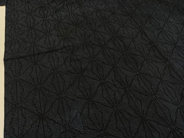 平和屋着物▽上質な紬 単衣 麻の葉文 正絹 逸品 AAAZ7153jh