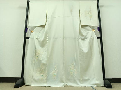 平和屋着物▽訪問着 単衣 草花文 正絹 逸品 AAAZ7156jh