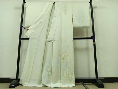 平和屋着物▽訪問着 単衣 草花文 正絹 逸品 AAAZ7156jh